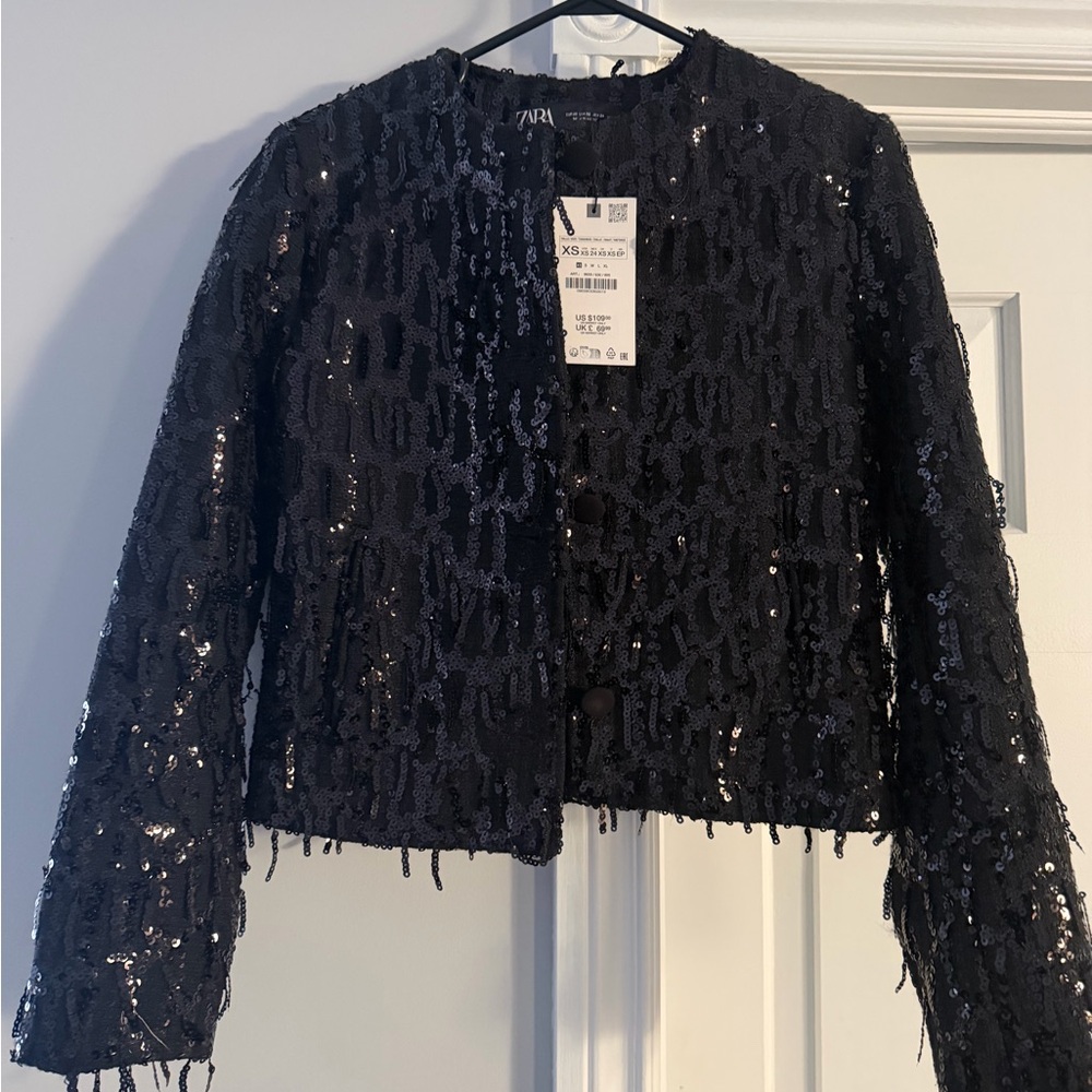 Zara Black Sequin Blazer